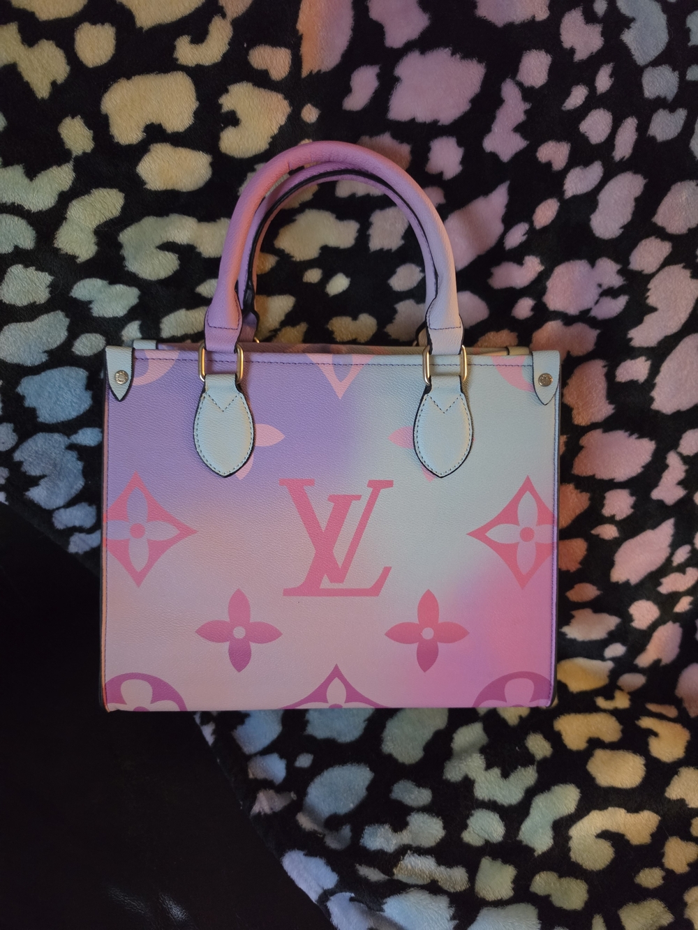 L V Pink Gradient Monogram Tote Shoulder Bag Designer
